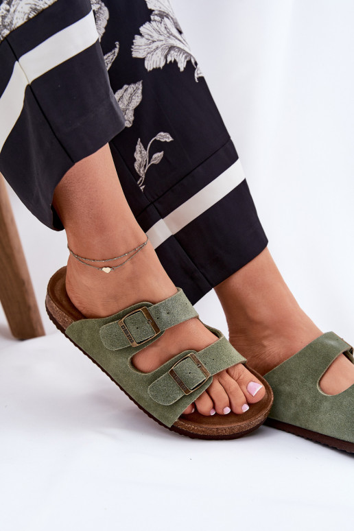 sieviešu zamšādas čības ar sprādzēm Big Star RR274A393 Zaļas krāsas sieviešu zamšādas čības ar sprādzēm Big Star RR274A393 Zaļas krāsas