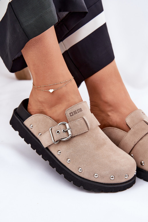 zamšādas čības Tukšas Sieviešu ar platformu Big Star RR274A376 smilšu krāsas