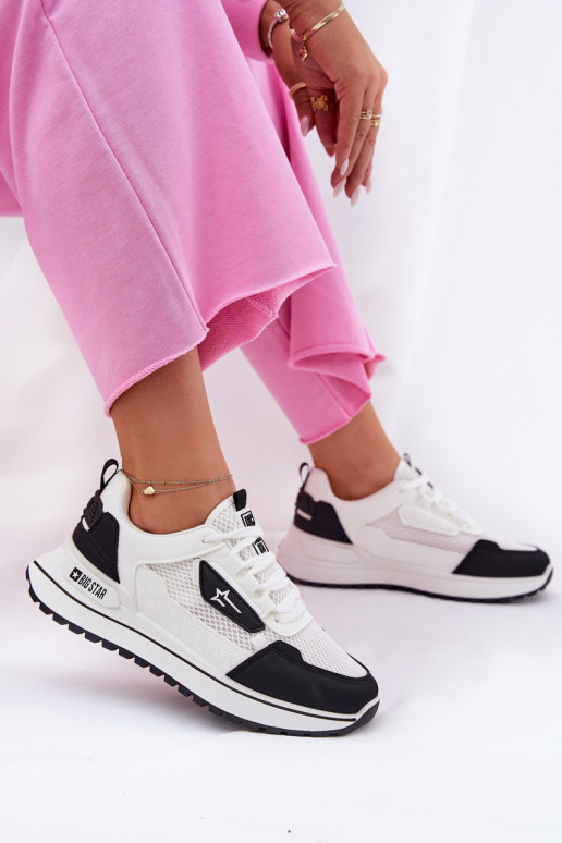 sporta apavi Sieviešu ar platformu Big Star RR274A223 HI-POLY SYSTEM Baltas-melnas krāsas