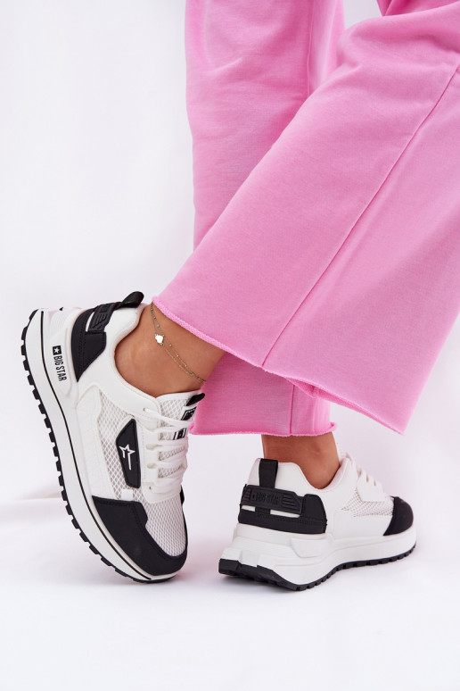 sporta apavi Sieviešu ar platformu Big Star RR274A223 HI-POLY SYSTEM Baltas-melnas krāsas