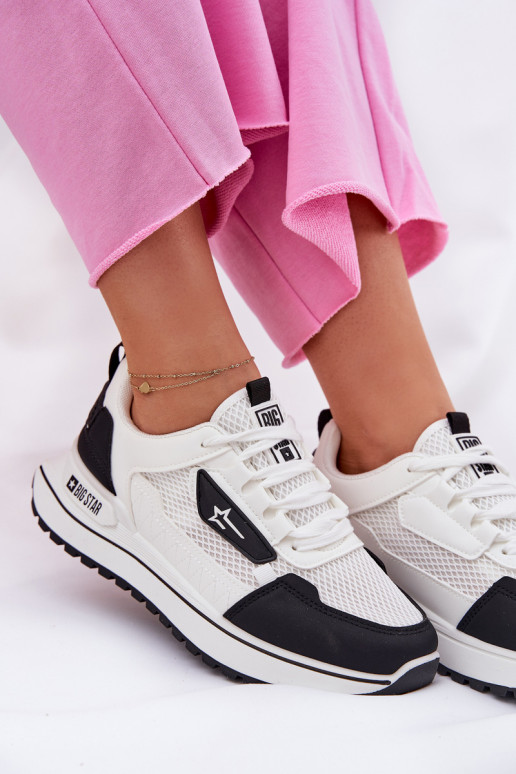 sporta apavi Sieviešu ar platformu Big Star RR274A223 HI-POLY SYSTEM Baltas-melnas krāsas