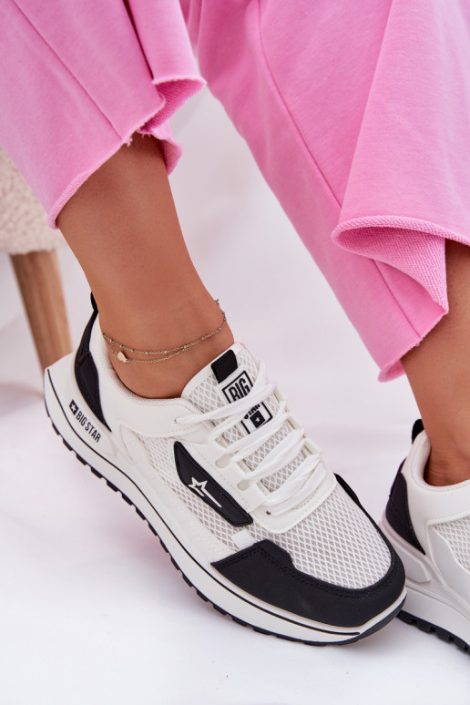 sporta apavi Sieviešu ar platformu Big Star RR274A223 HI-POLY SYSTEM Baltas-melnas krāsas