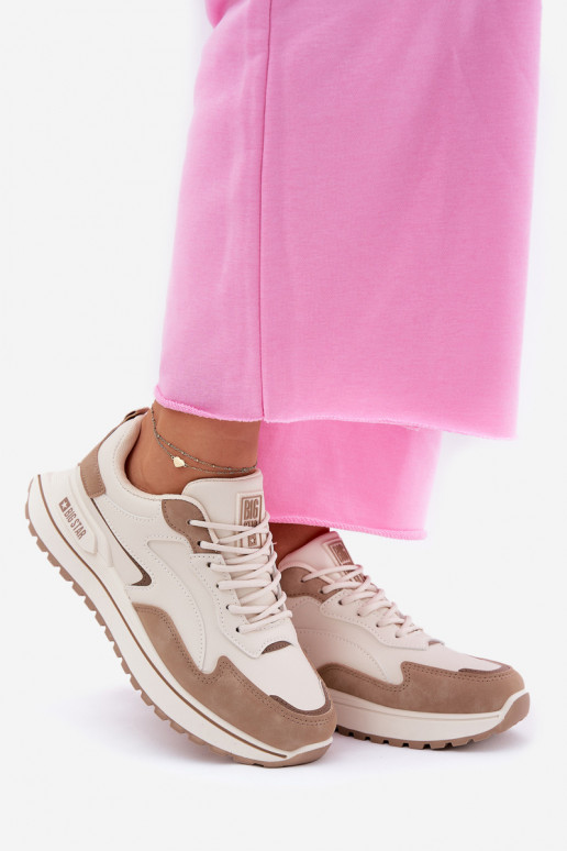 Sneakers modeļa apavi Sieviešu Big Star RR274A216 HI-POLY SYSTEM smilšu krāsas Sneakers modeļa apavi Sieviešu Big Star RR274A216 HI-POLY SYSTEM smilšu krāsas