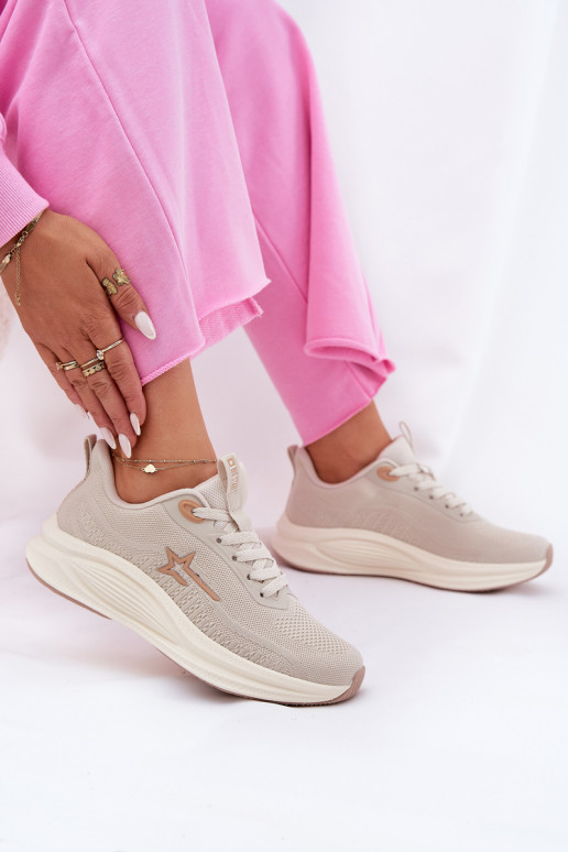 sporta apavi Sneakers modeļa apavi Sieviešu Big Star RR274A145 HI-POLY SYSTEM smilšu krāsas