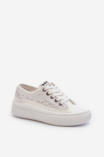 Ar mežģīnēm sieviešu puszābaki Lee Cooper LCIN-23-44-1617 baltas krāsas