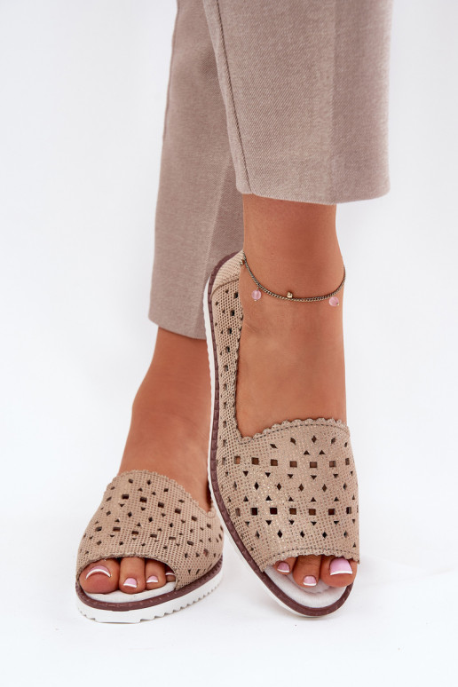 Āda Ažūra balerīnas Z Odkrytymi Palcami S.Barski LR51-922 Zelta krāsas