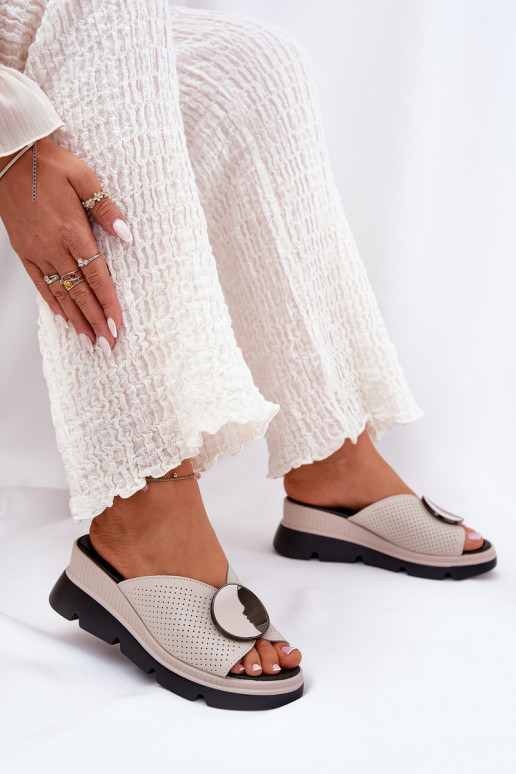 Čibas no dabīgas ādas Sieviešu ar ornamentiem S.Barski LR51-662 smilšu krāsas