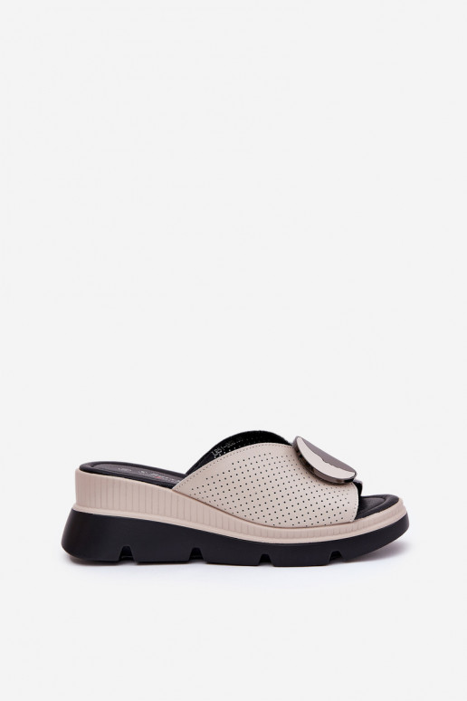 Čibas no dabīgas ādas Sieviešu ar ornamentiem S.Barski LR51-662 smilšu krāsas