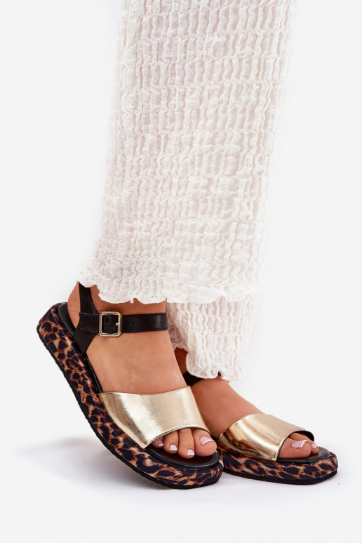 sandales Āda Sieviešu ar platformu ar rakstiem S.Barski JC51-347 Zelta krāsas sandales Āda Sieviešu ar platformu ar rakstiem S.Barski JC51-347 Zelta krāsas