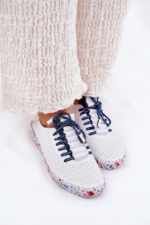 Āda apavi Ieslēgts Rakstainaj Platformie Artiker 52C1713 Baltas-tumši zilas krāsas