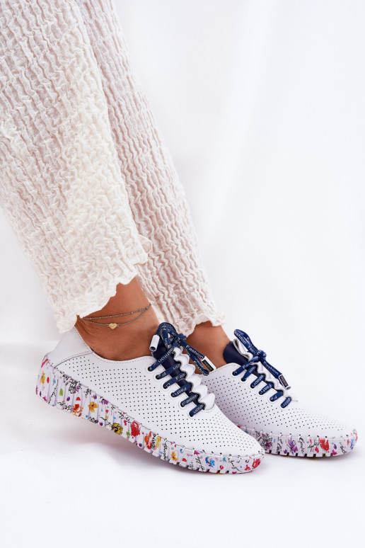 Āda apavi Ieslēgts Rakstainaj Platformie Artiker 52C1713 Baltas-tumši zilas krāsas