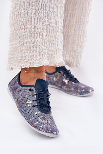 apavi Sieviešu Izgatavota no dabīgas ādas Rakstaina Artiker 56C2691 Zilas krāsas