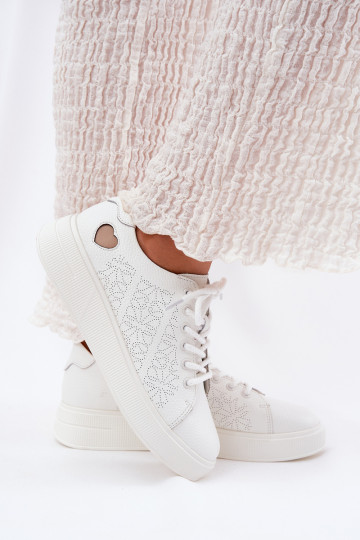 Āda Sneakers modeļa apavi Sieviešu ar platformu Vinceza 88018 baltas krāsas