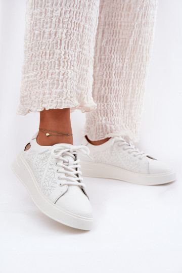 Āda Sneakers modeļa apavi Sieviešu ar platformu Vinceza 88018 baltas krāsas 2