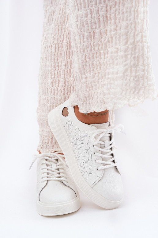 Āda Sneakers modeļa apavi Sieviešu ar platformu Vinceza 88018 baltas krāsas