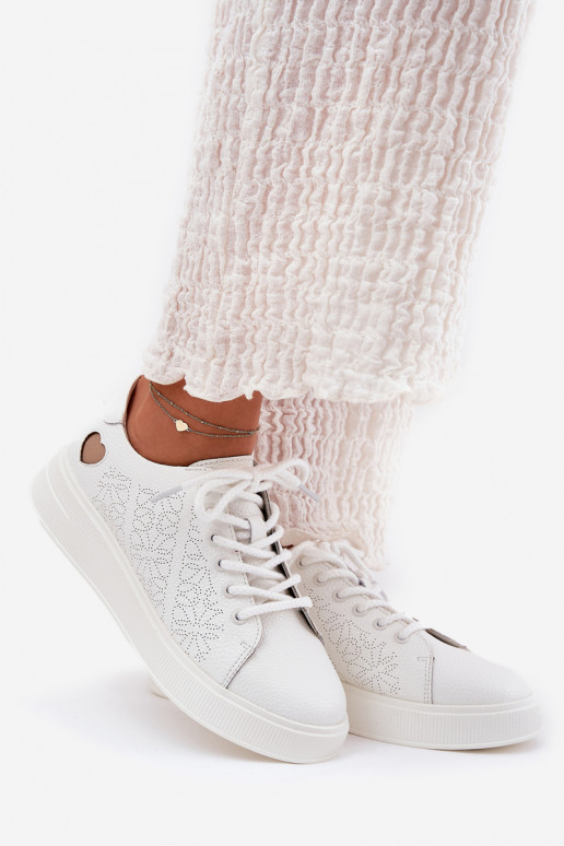 Āda Sneakers modeļa apavi Sieviešu ar platformu Vinceza 88018 baltas krāsas