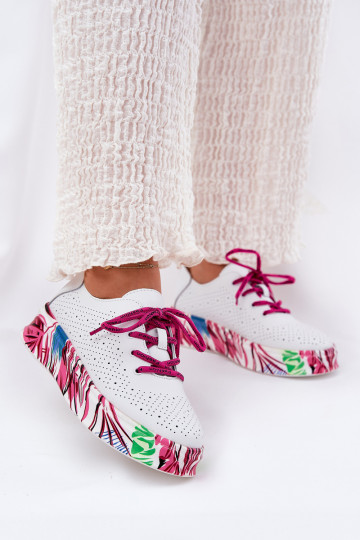 Āda Sneakers modeļa apavi Sieviešu Ieslēgts Rakstainaj Platformie Vinceza 88017 baltas krāsas 2