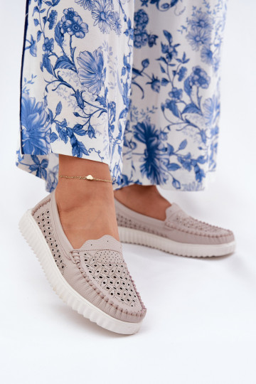 Āda sieviešu mokasīni Ar ažūra rakstu Vinceza 88028 smilšu krāsas