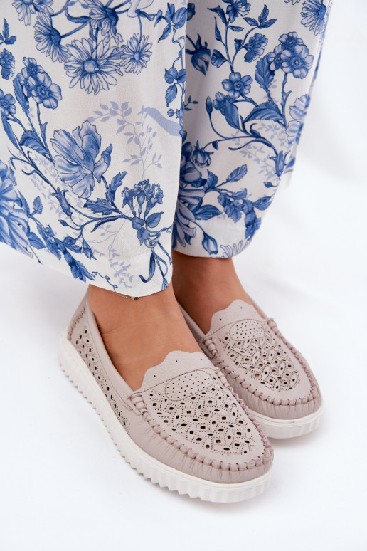 Āda sieviešu mokasīni Ar ažūra rakstu Vinceza 88028 smilšu krāsas