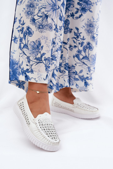 Āda sieviešu mokasīni Ar ažūra rakstu Vinceza 88028 baltas krāsas 2