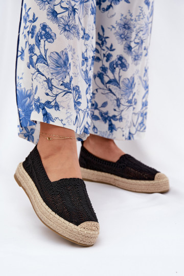 Vinceza 17392 melni espadrilles ar platformu