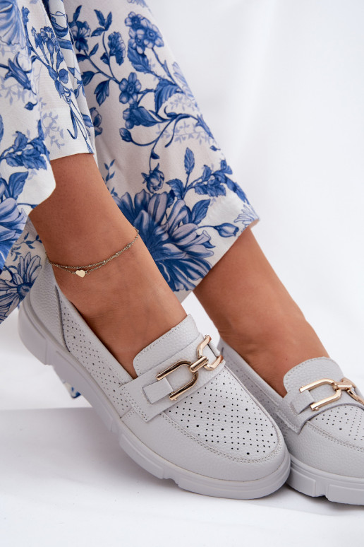 sieviešu mokasīni Āda Ze Zelta krāsasm Detalem Vinceza 88007 Pelēkas krāsas sieviešu mokasīni Āda Ze Zelta krāsasm Detalem Vinceza 88007 Pelēkas krāsas