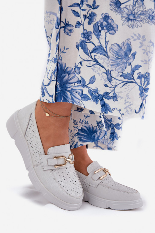 sieviešu mokasīni Āda Ze Zelta krāsasm Detalem Vinceza 88007 Pelēkas krāsas sieviešu mokasīni Āda Ze Zelta krāsasm Detalem Vinceza 88007 Pelēkas krāsas