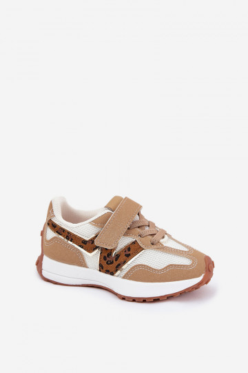 Bērnu smilšu krāsas sporta apavi ar Velcro, leoparda rakstā, Tezzu
