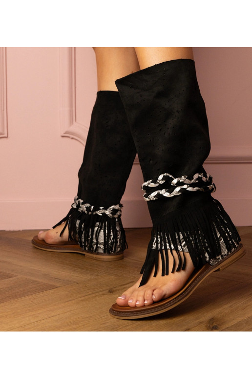 Melni sieviešu sandales ar augstu...