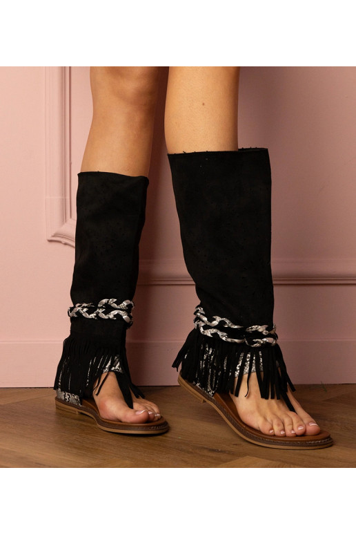 Melni sieviešu sandales ar augstu...