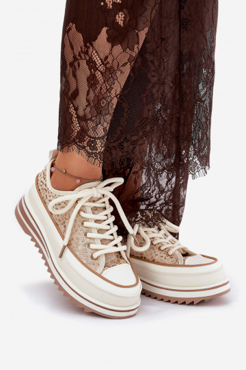 Brīvdienu apavi ar platformu S.Barski BF51-101 smilšu krāsā