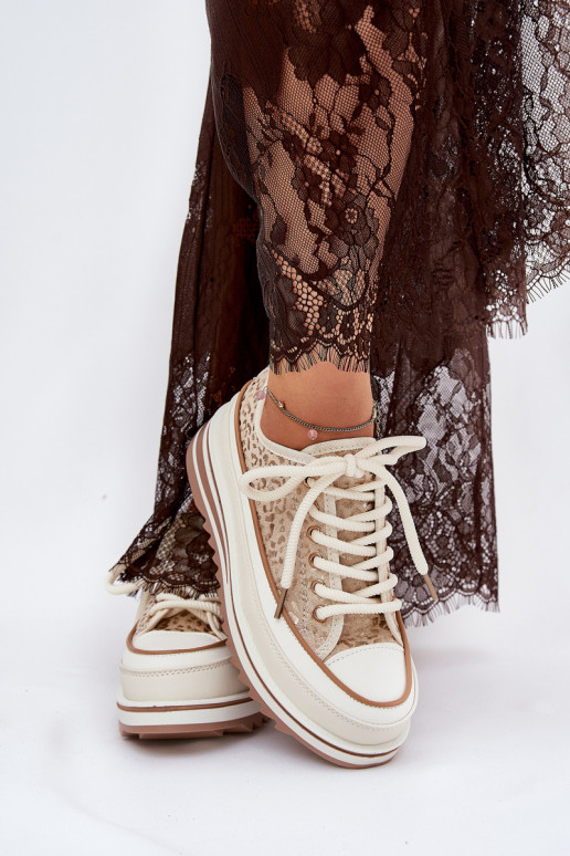 Brīvdienu apavi ar platformu S.Barski BF51-101 smilšu krāsā