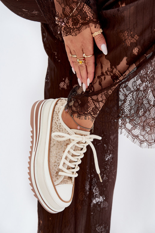 Brīvdienu apavi ar platformu S.Barski BF51-101 smilšu krāsā