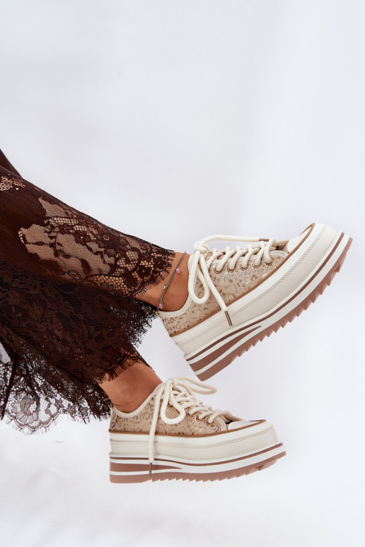 Brīvdienu apavi ar platformu S.Barski BF51-101 smilšu krāsā