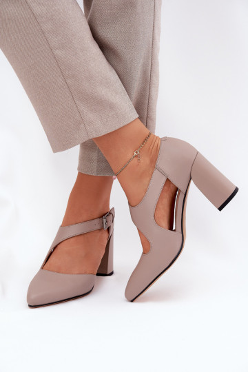 Āda Kurpes ar papēdi ar sprādzēm Vinceza 91133 Pelēkas krāsas