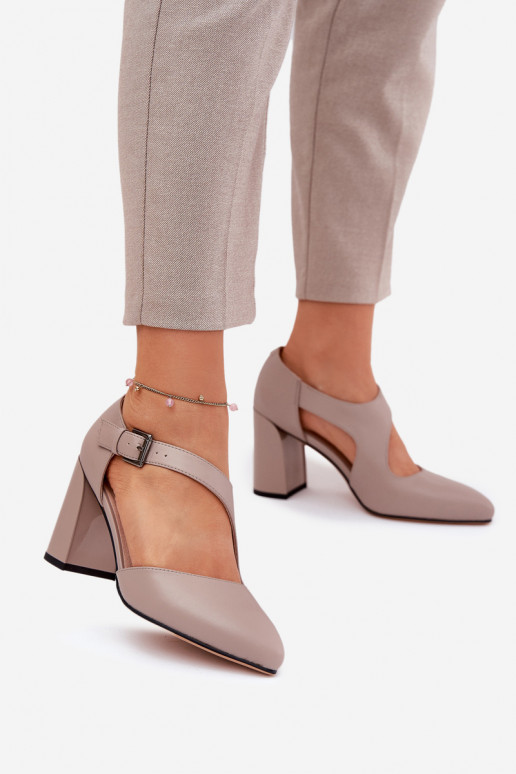 Āda Kurpes ar papēdi ar sprādzēm Vinceza 91133 Pelēkas krāsas