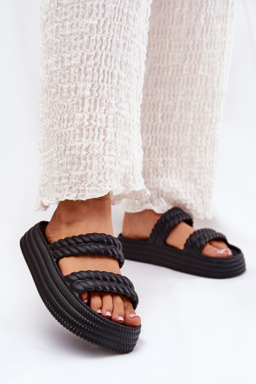 Vieglas čības uz pirksta Gaisma sieviešu čības ar platformu S.Barski ZK51-001 melnas krāsas