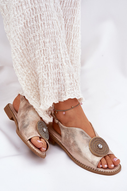 Spīdīgi Sieviešu basenes Ozdobnym Detalem S.Barski KV51-012 Zelta krāsas Spīdīgi Sieviešu basenes Ozdobnym Detalem S.Barski KV51-012 Zelta krāsas