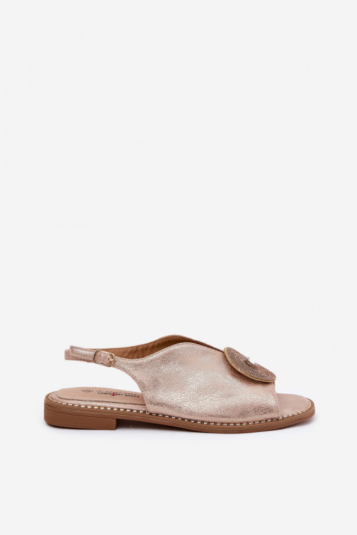 Spīdīgi Sieviešu basenes Ozdobnym Detalem S.Barski KV51-012 Zelta krāsas Spīdīgi Sieviešu basenes Ozdobnym Detalem S.Barski KV51-012 Zelta krāsas