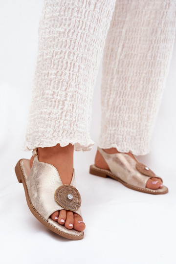 Spīdīgi Sieviešu basenes Ozdobnym Detalem S.Barski KV51-012 Zelta krāsas