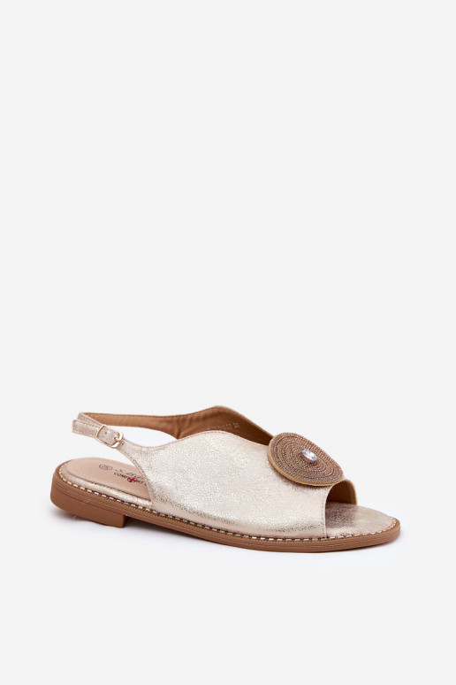 Spīdīgi Sieviešu basenes Ozdobnym Detalem S.Barski KV51-012 Zelta krāsas