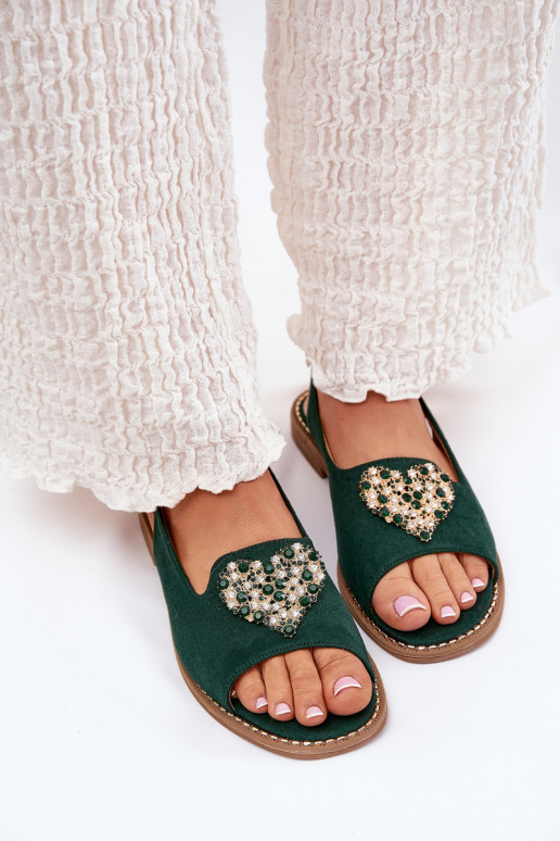 Sieviešu basenes Ar greznu Heartsm S.Barski KV27-018 Zaļas krāsas Sieviešu basenes Ar greznu Heartsm S.Barski KV27-018 Zaļas krāsas