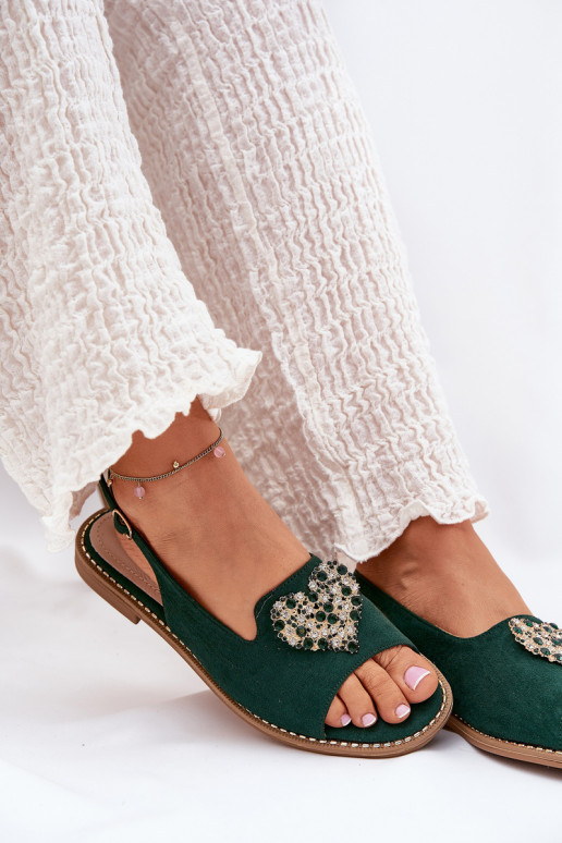 Sieviešu basenes Ar greznu Heartsm S.Barski KV27-018 Zaļas krāsas Sieviešu basenes Ar greznu Heartsm S.Barski KV27-018 Zaļas krāsas