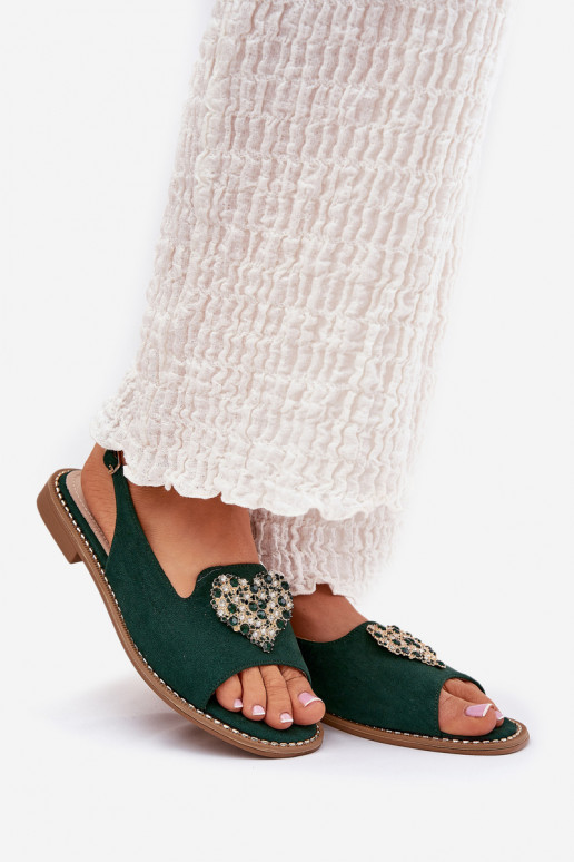 Sieviešu basenes Ar greznu Heartsm S.Barski KV27-018 Zaļas krāsas Sieviešu basenes Ar greznu Heartsm S.Barski KV27-018 Zaļas krāsas