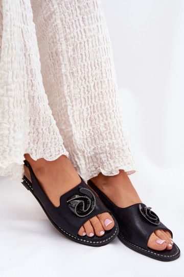 Spīdīgi Sieviešu basenes ar ornamentiem S.Barski KV51-006 melnas krāsas