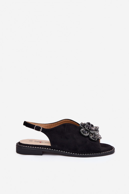 Sieviešu basenes ar platiem papēžiem ar ornamentiem S.Barski KV27-001 melnas krāsas Sieviešu basenes ar platiem papēžiem ar ornamentiem S.Barski KV27-001 melnas krāsas