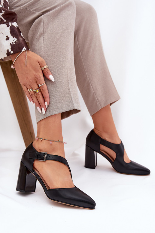 Āda Kurpes ar papēdi ar sprādzēm Vinceza 91133 melnas krāsas Āda Kurpes ar papēdi ar sprādzēm Vinceza 91133 melnas krāsas