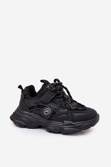 Sneakers modeļa apavi Bērnu apavi ar platformu melnas krāsas Hanomess