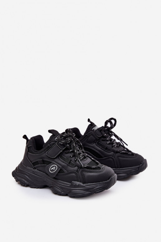Sneakers modeļa apavi Bērnu apavi ar platformu melnas krāsas Hanomess