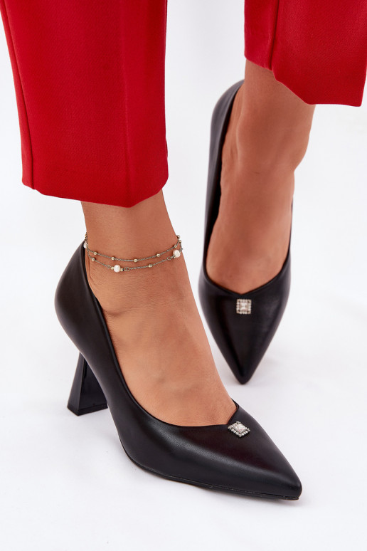 Eleganta stila Kurpes Ieslēgts Rozszerzanej Szpilce Vinceza 62222 melnas krāsas Eleganta stila Kurpes Ieslēgts Rozszerzanej Szpilce Vinceza 62222 melnas krāsas